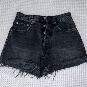 Zara High Rise Denim Shorts - Black